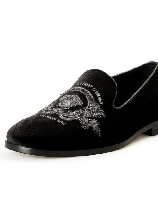 Versace Men\'s Velvet Embroidered Slippers Loafers Shoes US 10 IT 43 main image 7